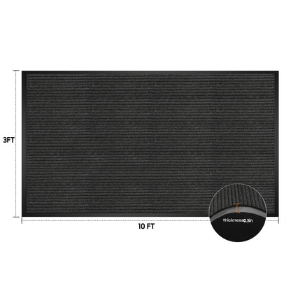 3x10FT Commercial Indoor Outdoor Door Mat Heavy Duty Front Door Mat Ultra Absorbent Muddy Dirt Resist Welcome Door Mats Rubber Backing Non Slip Doormat for Entryway High Traffic Area(Black)