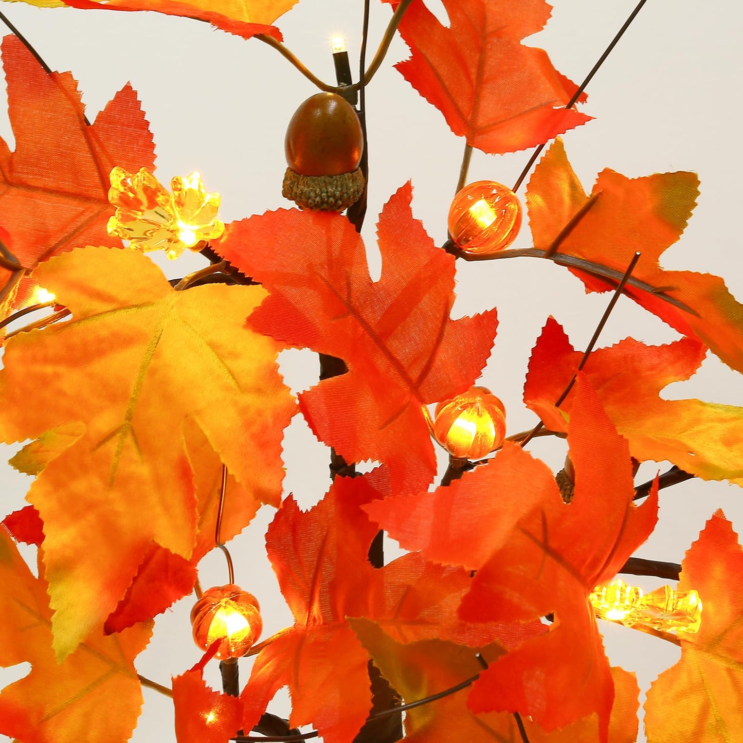 Joyhalo 2 Pack 23.5 Inch Fall Trees with Lights, Timer Battery Operated Fall Light Up Tree for Thanksgiving Autumn Home Office Room Indoor Decorations, Faux Fall Lighted Maple Trees Decor