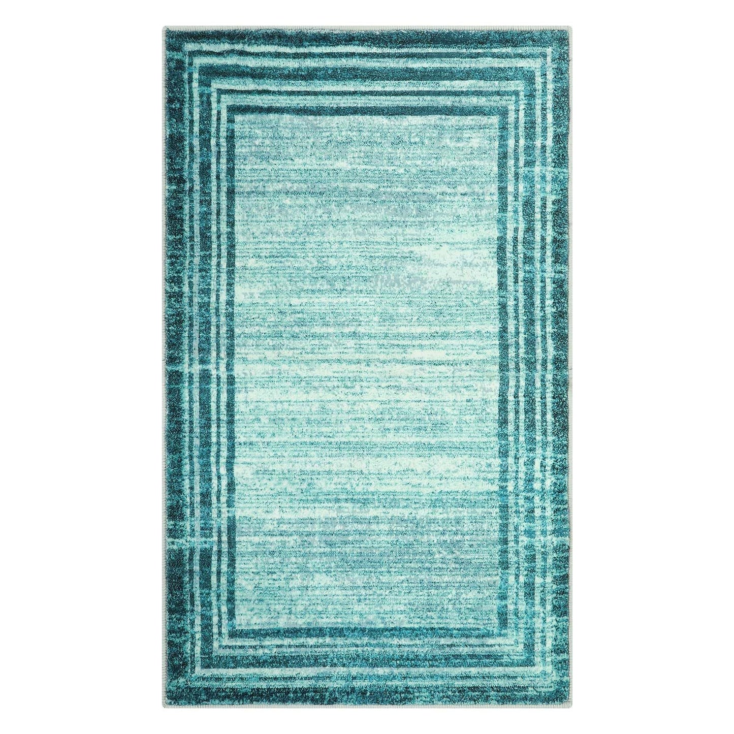 Lahome Modern Abstract Area Rug, Washable Teal 3x5 Kitchen Rugs Non Slip Large Entryway Rug Indoor, Low-Pile Soft Bathroom Mat Minimalist Throw Rug for Bedroom Living Room Stain Resistance