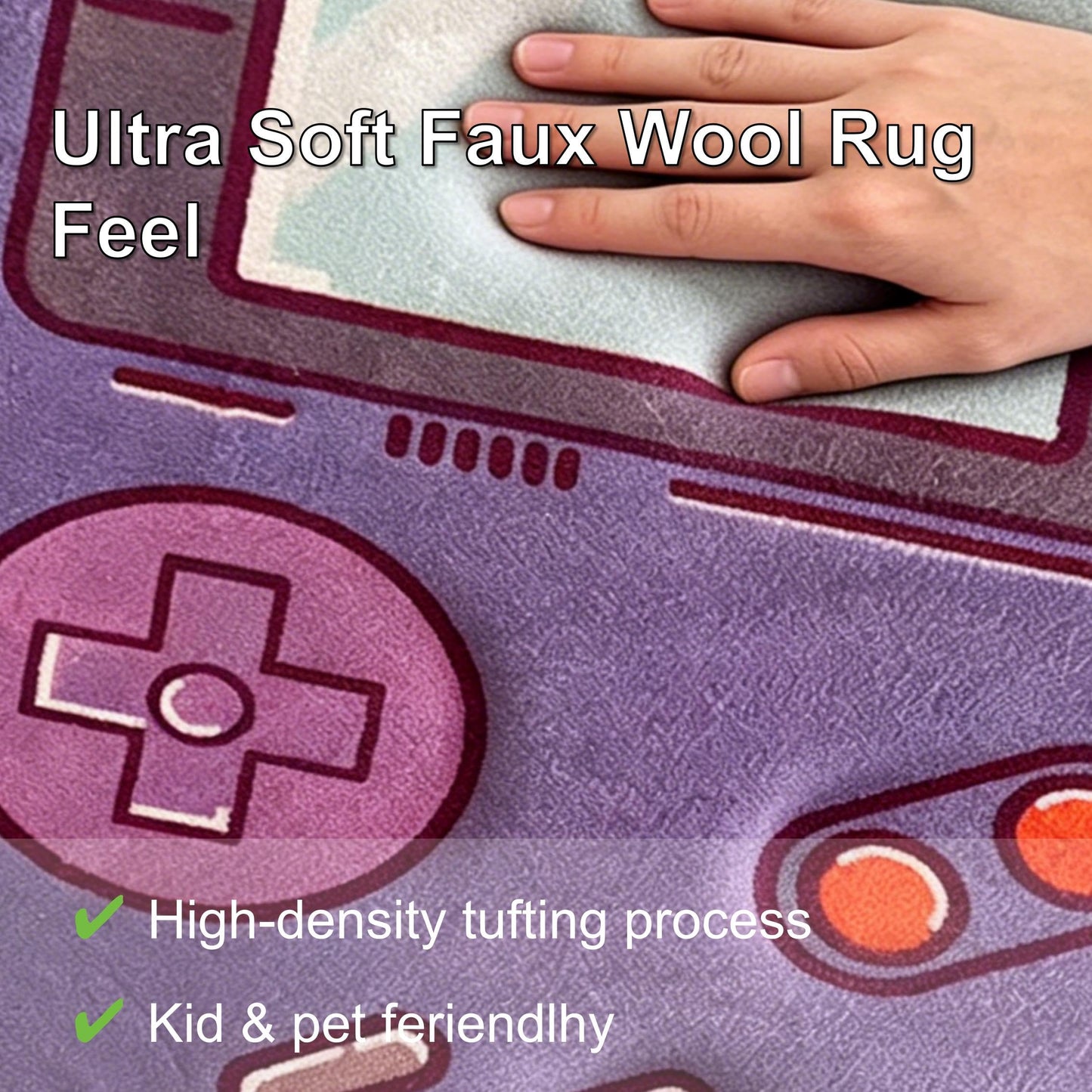 dovfa Gaming Rug for Boys Room, Gamer Rugs, Soft Rug for Bedroom, Better Non-Slip Backing, Washable & Easy Clean, Retro Game Console Faux Wool Rugs, Aesthetic Home Pad, Gift for Teens Kids, 32"X20"
