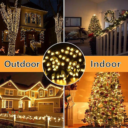 50ft 100 Counts Warm White Christmas Lights - White Christmas Lights Commercial Grade Outdoor Waterproof, Soft White Christmas Lights Indoor 5mm Wide Angle Green Wire, IP:65, UL