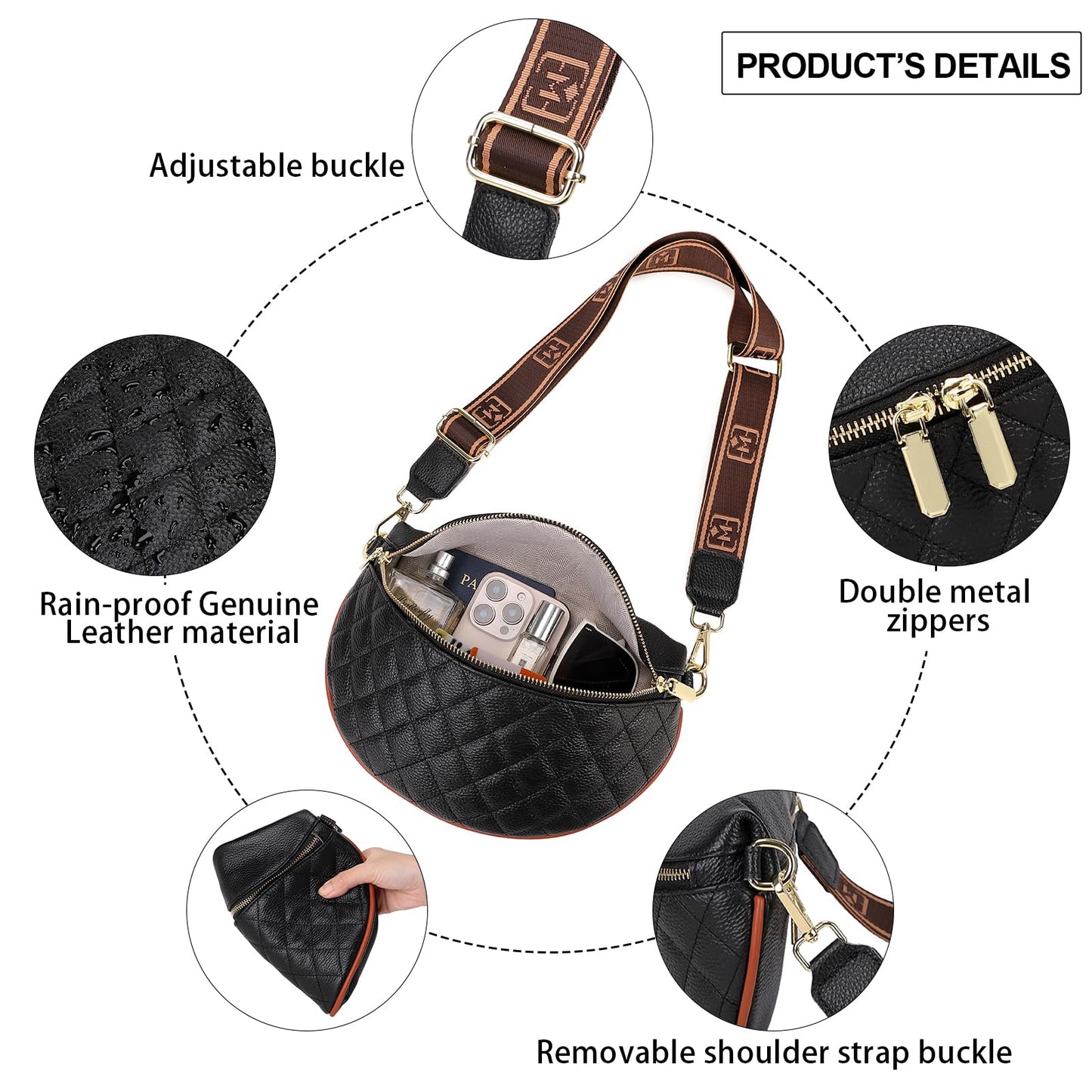 Eslcorri Fashion Waist Packs for Women - Quilted Vegan Fanny Packs Leather Waist Purse Anti Theft Crossbody Belt Bag for Sports Workout Traveling Running Casual - Apricot