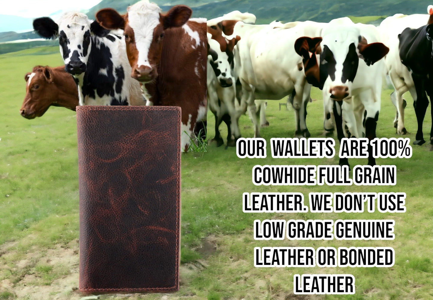 F&L CLASSIC Men's RFID Vintage Look Genuine Leather Long Bifold Wallet Checkbook Wallets,hard wax crunch,240-52