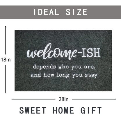 JJUUYOU Door Mats Outdoor Funny Welcome Ish Doormats Non Slip Rubber Backing Front Door Mat for Indoor Entrance Patio Home Office Black