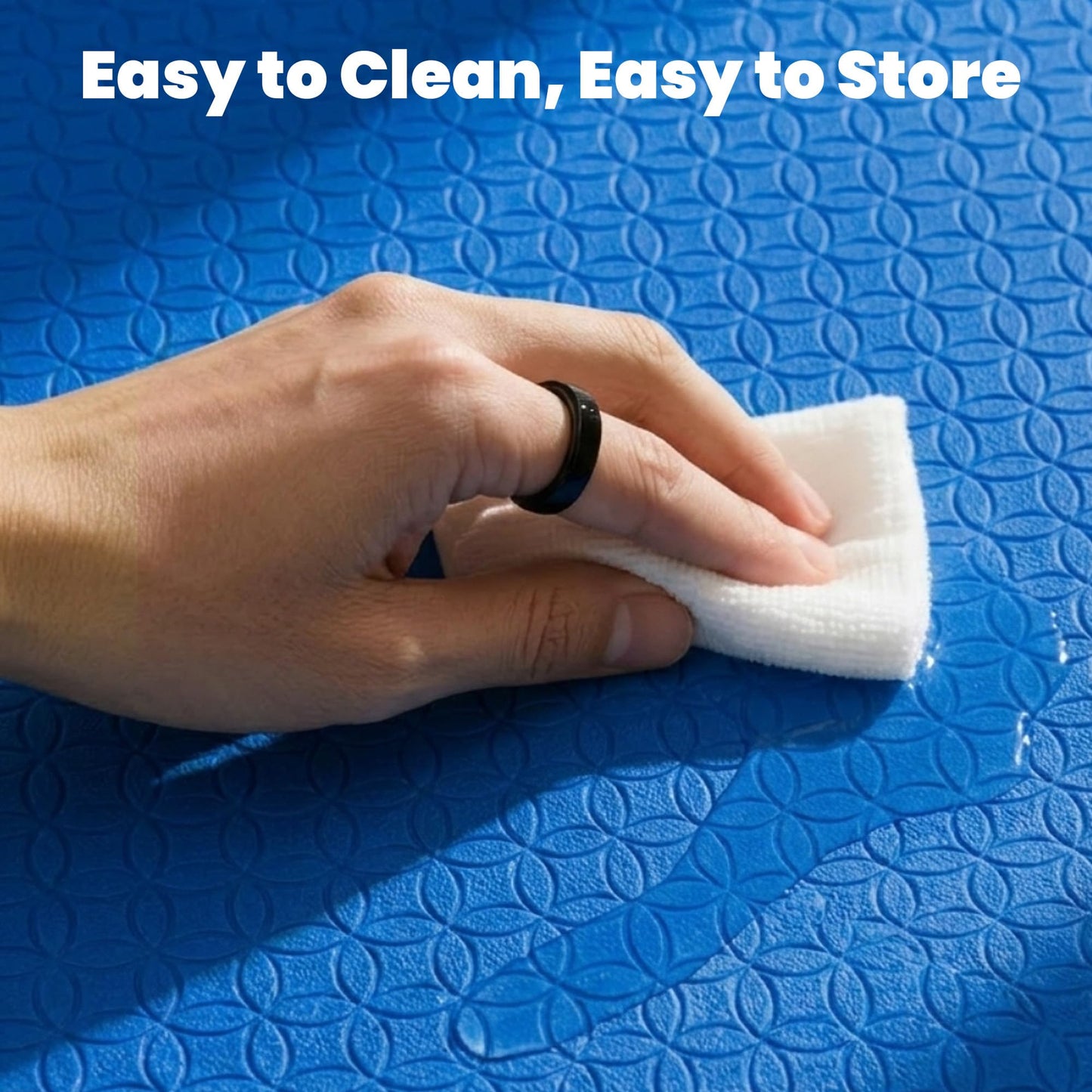 Flexlift Large Yoga Mat Non-Slip, Ultra Durable, Wide Workout Mat, Wide Exercise Mats for Home Workouts, Yoga, Pilates, Stretching (Barefoot Exercise) - Blue