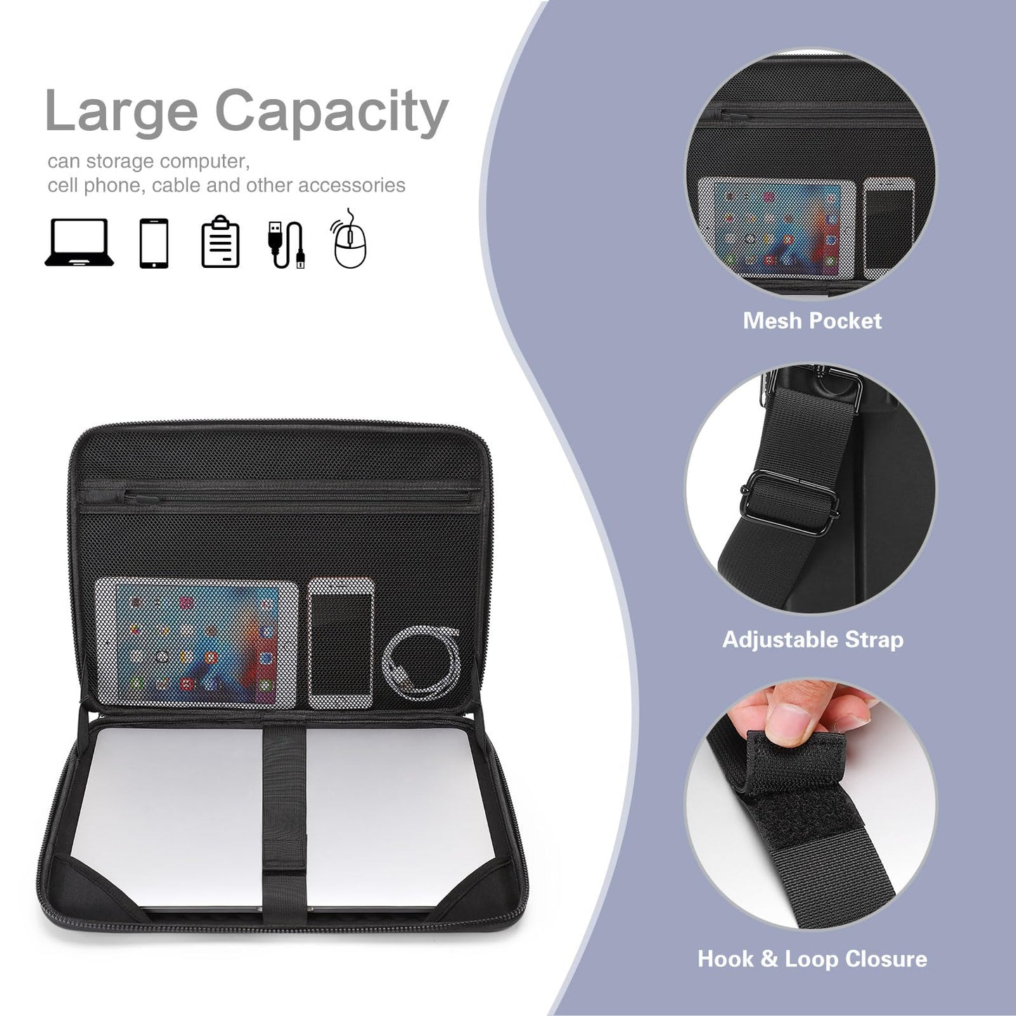 MOSISO Hard Shell Laptop Case Sleeve, 15-16 inch Computer Bag Compatible with MacBook Air 15/Pro 16,HP,Dell,Lenovo,Asus, Notebook, Abstract Geometric Waterproof Carrying Case Bag with Strap, Black