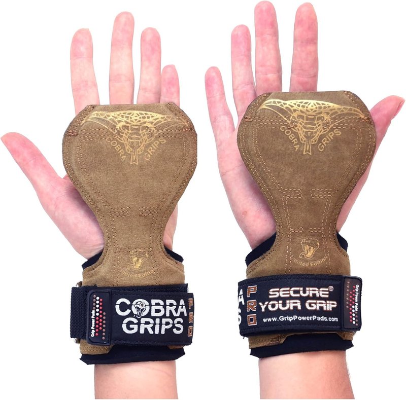 Cobra Grips FIT Leather Weight Lifting Gloves - Heavy Duty Straps for Deadlifts | Adjustable Neoprene Padding