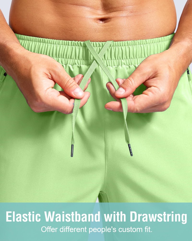 G Gradual Men's Athletic Running Shorts with Zipper Pockets Quick Dry 7"/ 5"/ 9" Workout Gym Shorts for Basketball Hiking(Mint Moment,9S)