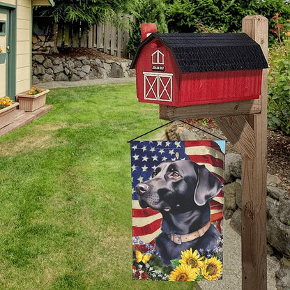 Labrador Black American Flag Patriotic Dog Garden Flag Welcome Party Outdoor Outside Decorations Picks Home House Garden Yard Decor 12x18 Inch