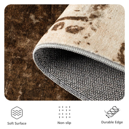 Yarooge 8x10 Rugs for Living Room - Modern Abstract Washable Rug, Ultra Soft Non Slip Low Pile Large Rugs, Floor Carpet for Bedroom Dining Room Office Laundry Nursery Home(A-Brown)