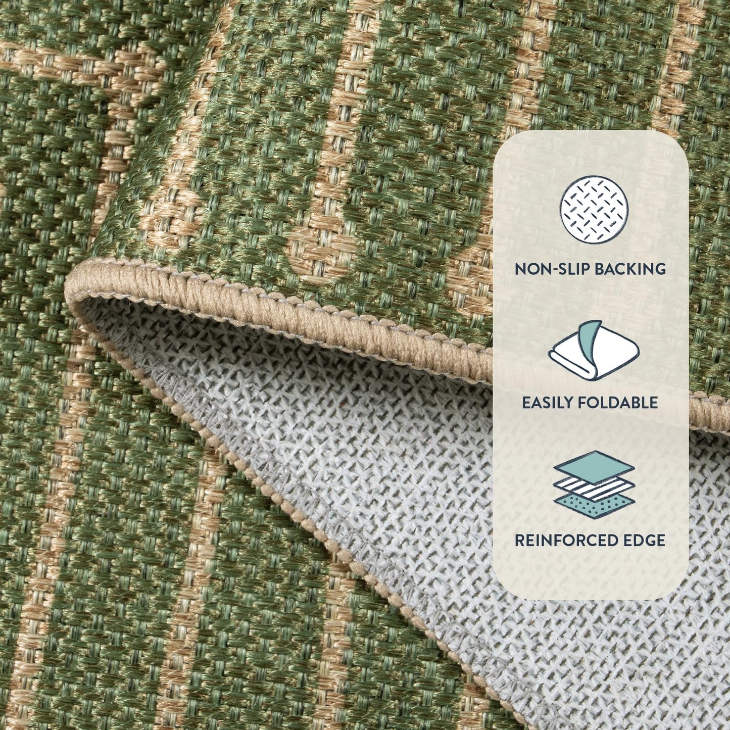 Lahome Neutral Geometric 8x10 Easy Jute Rug, Green Indoor Outdoor Rugs 8x10 for Living Room Office, Farmhouse Rhombus Non Slip Non Shedding Floor Carpet for Patio Backyard Bedroom Decor