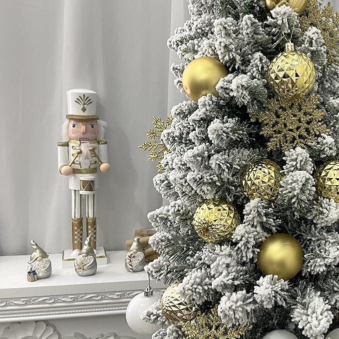 SY CRAFT 86 Pieces of Assorted Shatterproof Christmas Ball Snowflake Ornaments Seasonal Decorative Hanging Ornament Set with Hand-held Gift Package for Xmas Tree Decorations (86PCS, Gold)