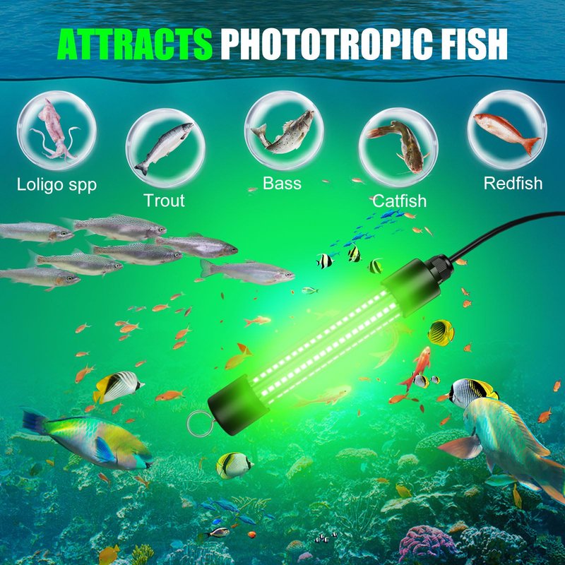 Underwater Fishing Light Compatible for Dewalt 20V Battery，LED Green Light for IP68 1300 Lumens Fish Attracting, Night Fishing for Docks Boats or Kayaks(no Battery)