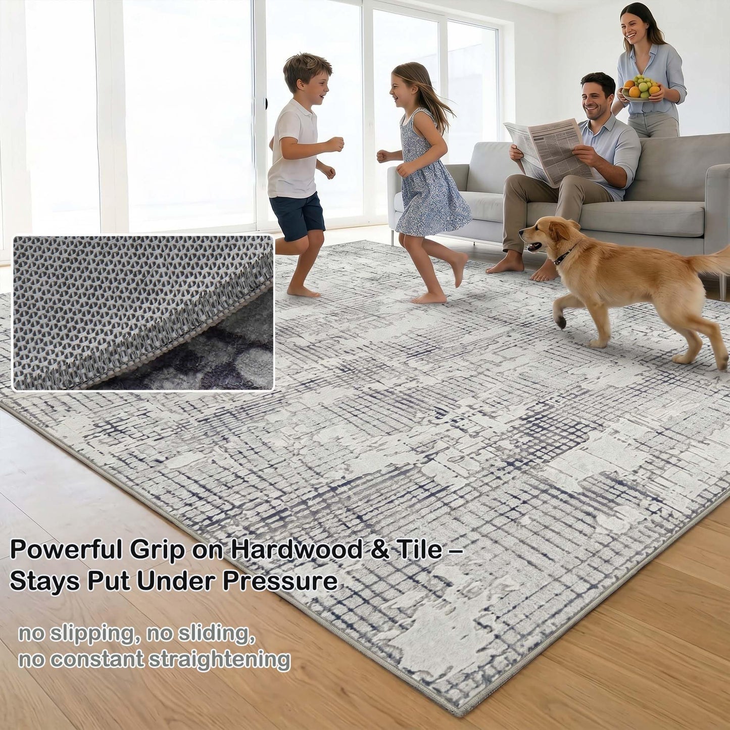 jxgzyy 2'2'' x 6' 400GSM Washable High Low Pile Carpet Runner Rug