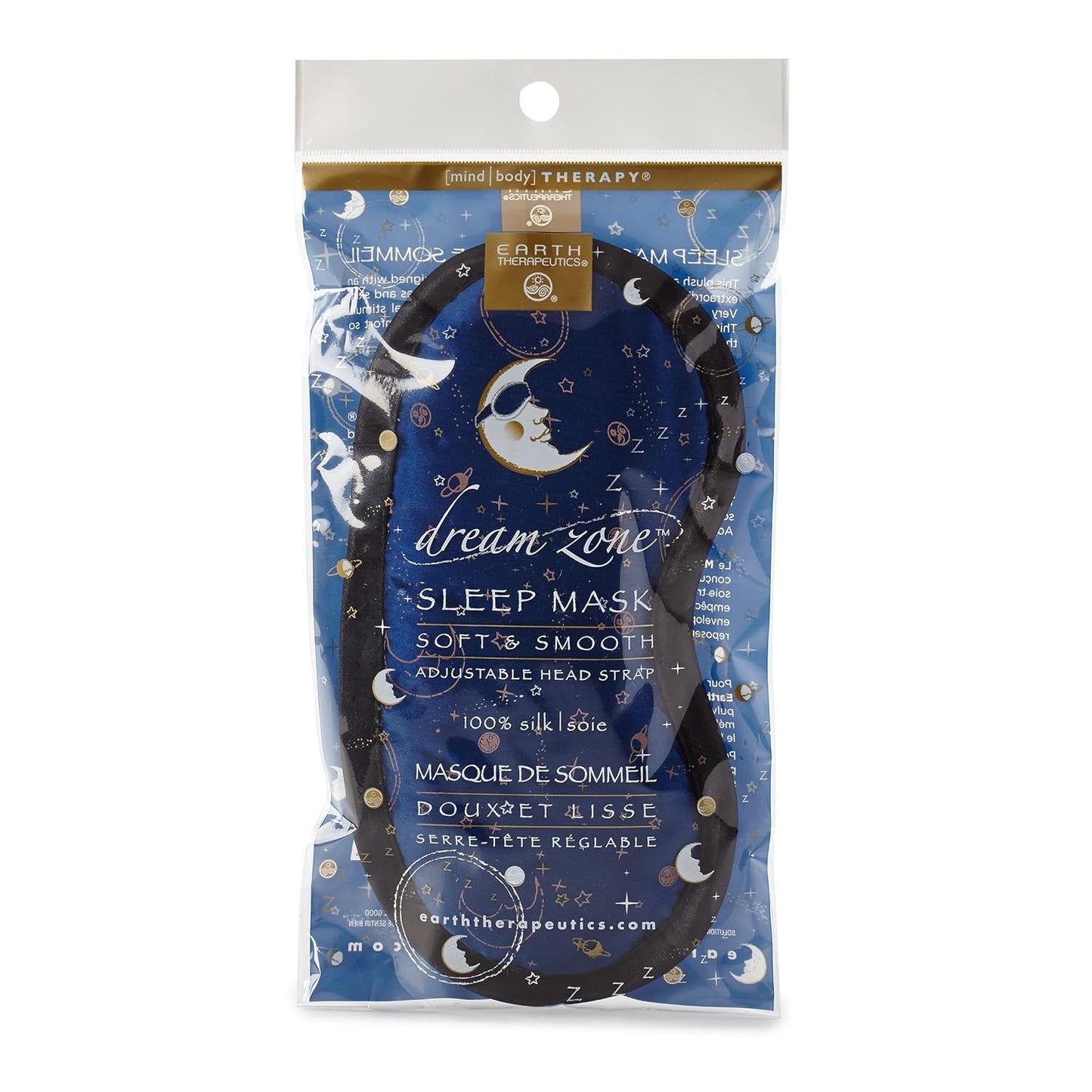 Earth Therapeutics Dream Zone Sleep Mask – Comfortable & Versatile – Soft & Plush Cushioning for Peaceful Slumber – Elastic Strap Adjusting