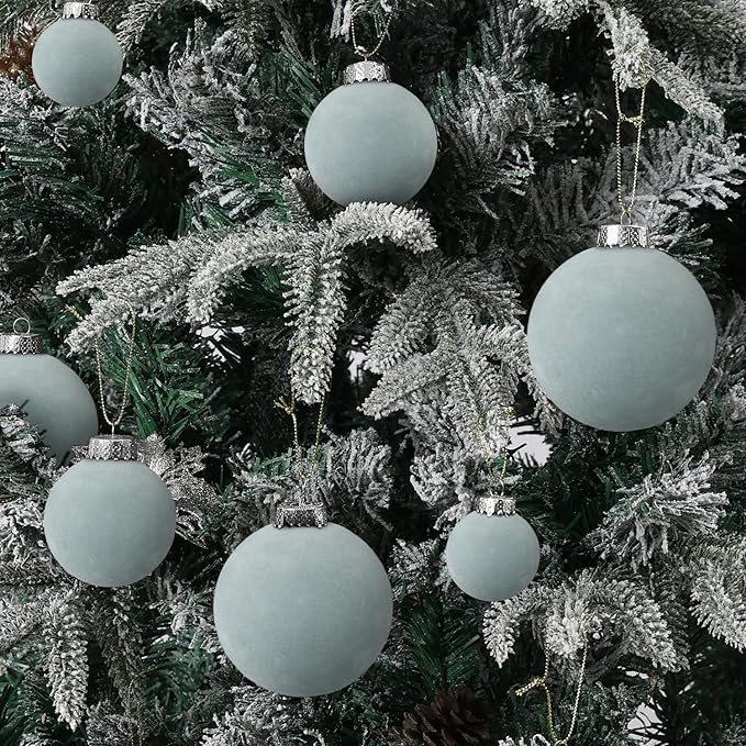 Velvet Christmas Ornaments Set 38Pcs Flocked Shatterproof Christmas Ornaments for Christmas Tree Decorations Xmas Decorative Hanging Christmas Ball Ornaments for Holiday Home Decor