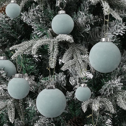 Velvet Christmas Ornaments Set 38Pcs Flocked Shatterproof Christmas Ornaments for Christmas Tree Decorations Xmas Decorative Hanging Christmas Ball Ornaments for Holiday Home Decor