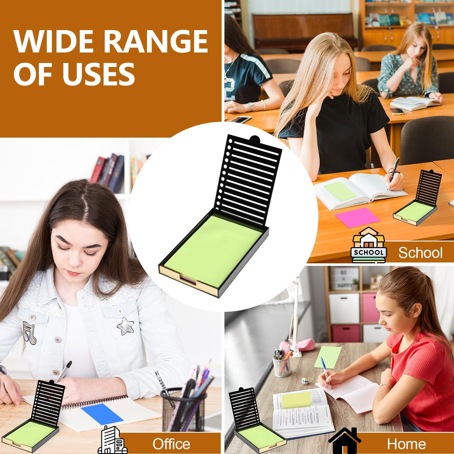 4" x 6" Sticky Notes Stencil and Holder Set with 5 Planner Stencils 100 Sheet Self-Stick Sticky Notes Black Acrylic Post It Note Stencil Holder Memo Organizer for Classroom Office Desk Organizer