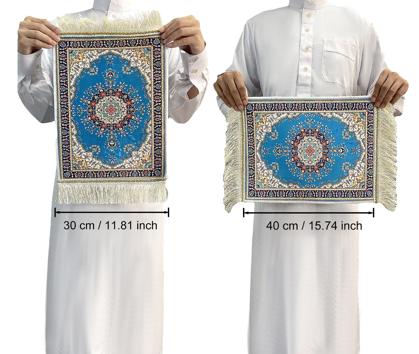 Portable Islamic Prayer Small Mat Classic Pattern Muslim Prayer Rug Small Rug Foldable Salah Carpet Mat with Tassel