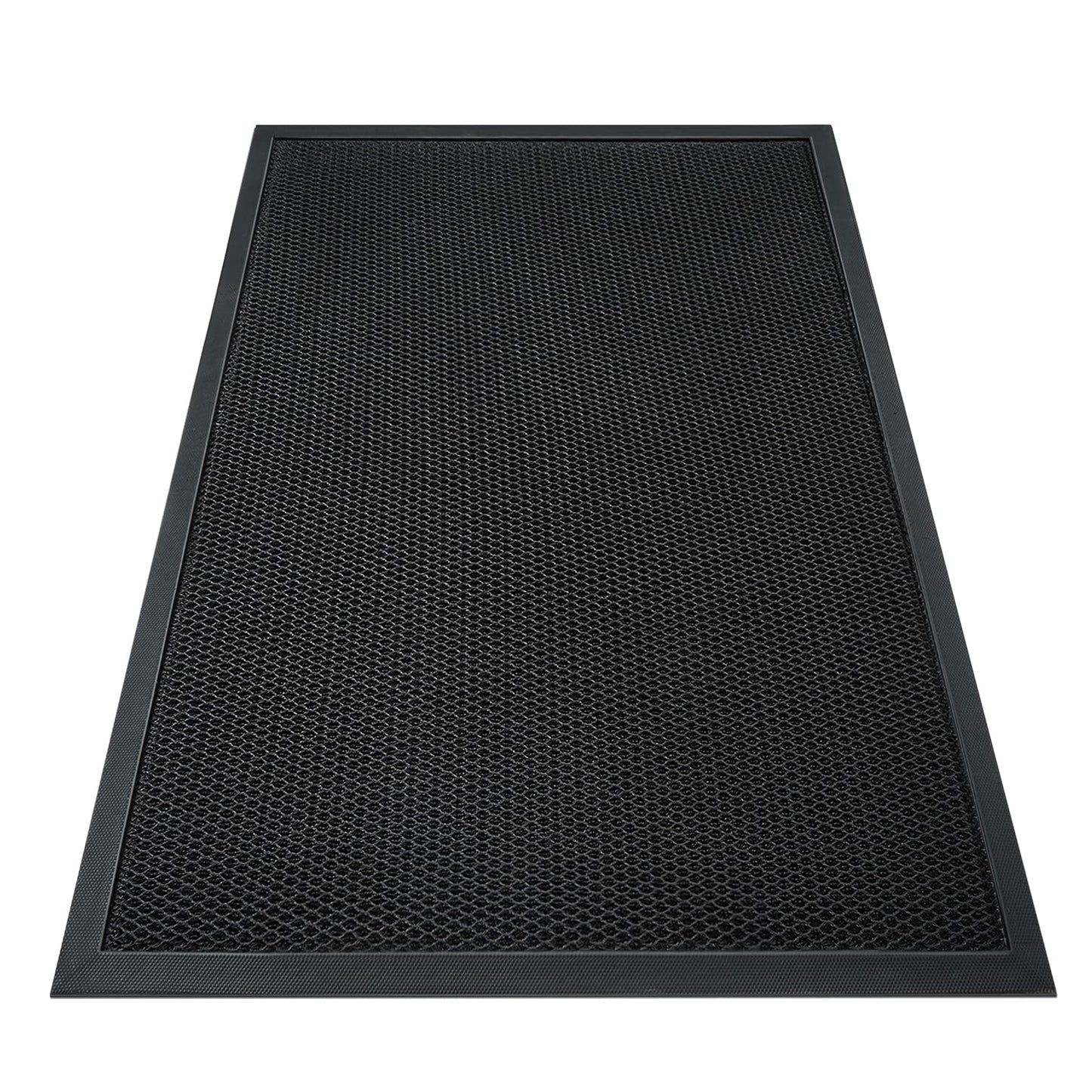 TANYOYO 3'x4' Commercial Floor Rubber Entrance Mat, Mesh Heavy Duty Door Carpet, Non-Slip Dirt Trapper Mat for Mudroom, Garage, Barbershop & High Traffic Areas, Black