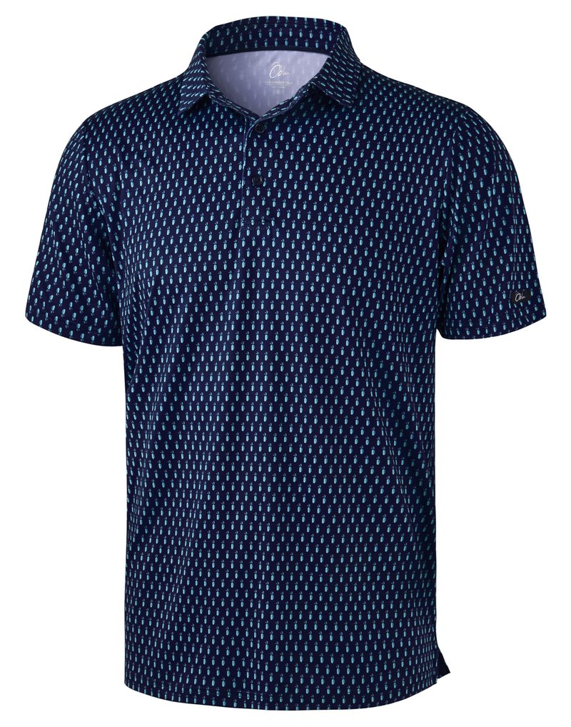 Obla Mens Golf Polo Shirts Short Sleeve Dry Fit Performance Moisture Wicking Casual Print Collared Golf Shirts for Men (Blue Golf Bag_XXL)