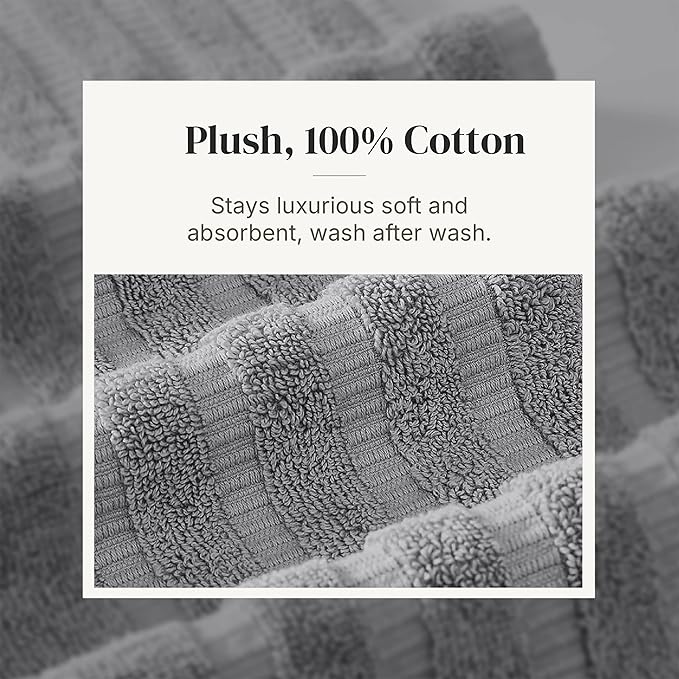 Modern Threads Organic Vines 6-Piece 100% Cotton Towel Set – Yarn Dyed Jacquard