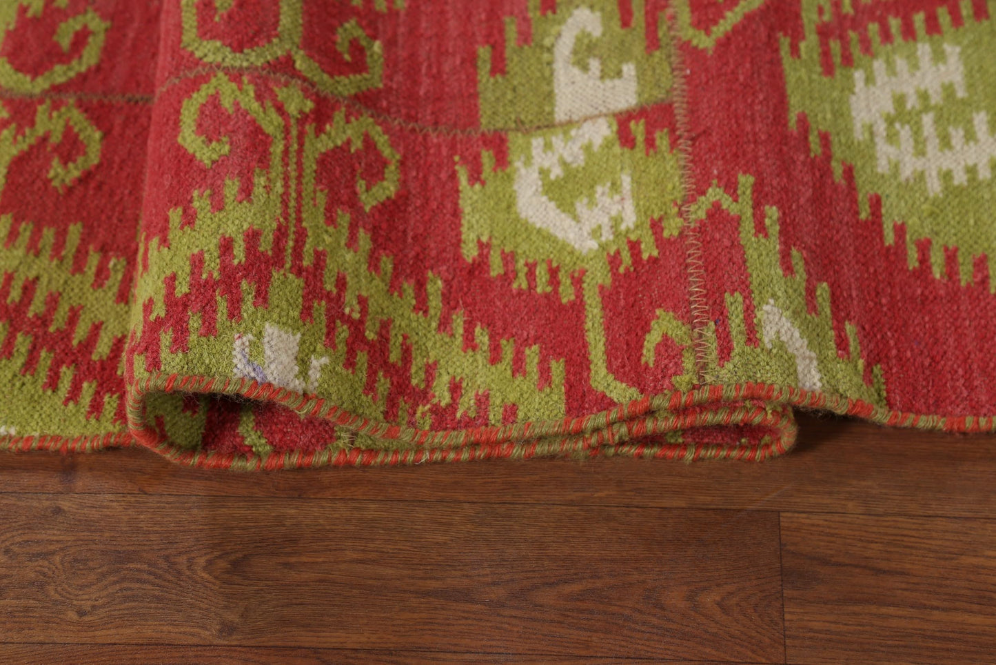 Rug Source Southwestern Style Collection 8x11 Kilim Area Rug, Flatweave/Hand-Woven Pink Geometric/All-Over Rug, Oriental Wool Carpet for Bedroom, Living Room, and Dining Room
