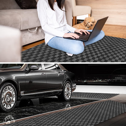 2' x 6' Runner Rugs with Rubber Backing, Indoor Outdoor Utility Carpet Runner Rugs, Checkered Gray, Can Be Used as Aisle for The RV and Boat, Laundry Room and Balcony