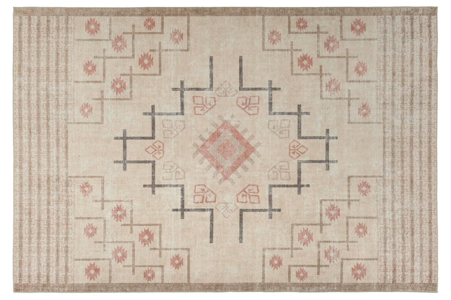 Revival Rugs Funk 6'x9' Zero-Shedding Area Rug for Living Room Bedroom - Oeko-TEX Certified, Low Pile, Spot Clean, Beige, Cream