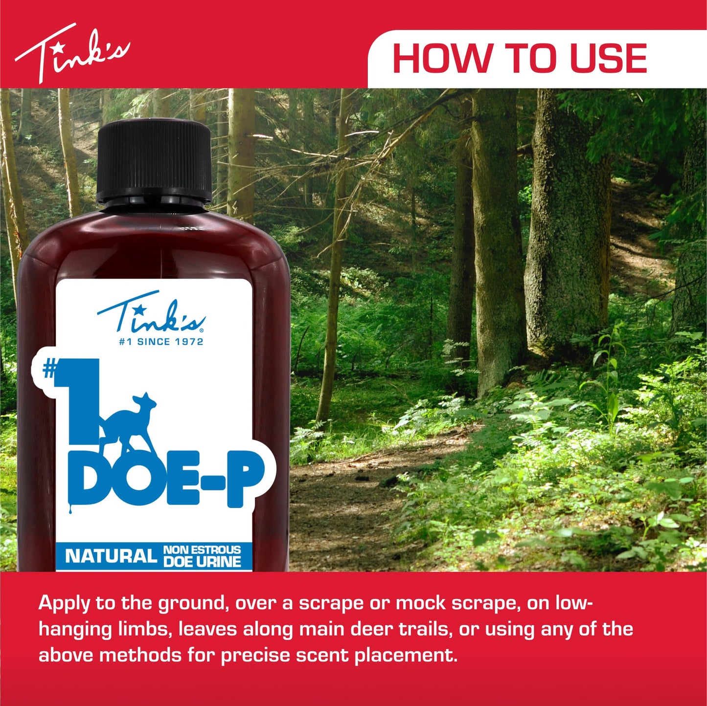 TINK'S #1 Doe-P Calming Deer Attractant | Liquid Non-Estrous Doe Urine Scent for Hunting (4 fl oz) - Superior & Long Lasting Doe Urine Hunting Scents - Hunting Lure/Attractant - Advanced Deer Lure