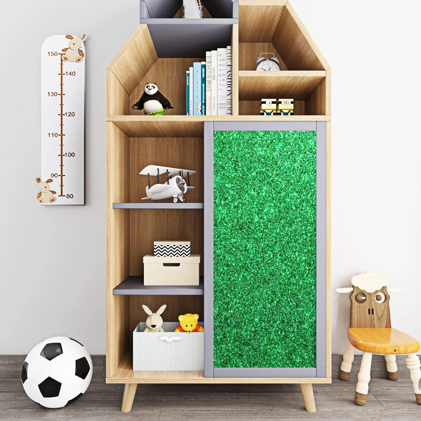 FunStick 15.8"x240" Irish Green Glitter Peel and Stick Wallpaper Self Adhesive Green Glitter Contact Paper Waterproof Decorative Sparkle Glitter Wallpaper Stick and Peel for Walls Cabinet Crafts Shelf