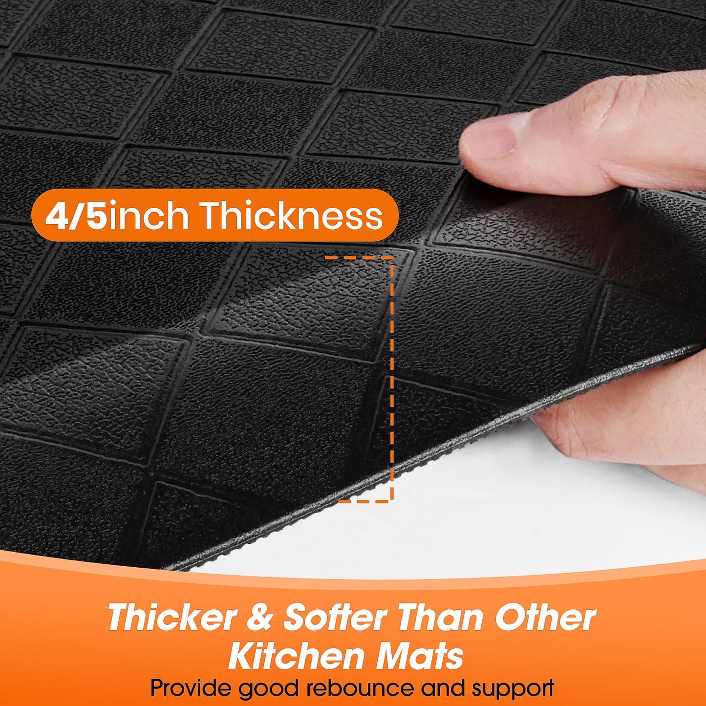 TranquilMoments 4/5 Inch Extra Thick Kitchen Mats for Floor,Non Slip Anti Fatigue Kitchen Rugs,Waterproof Stain Resistant Sink Mat,Cushioned Standing and Comfort Mats for Office (17"x24" Black)
