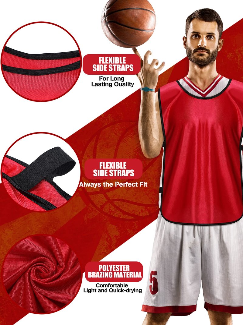 Jiuguva 24 Packs Pennies Scrimmage Vests Blue Red Training Practice Vests for Youth Adults Soccer Basketball