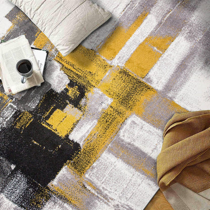 Rugshop Gold Modern Abstract Area Rug — Non-Shedding for Living Room, Dining Room and Office 6'6" x 9'