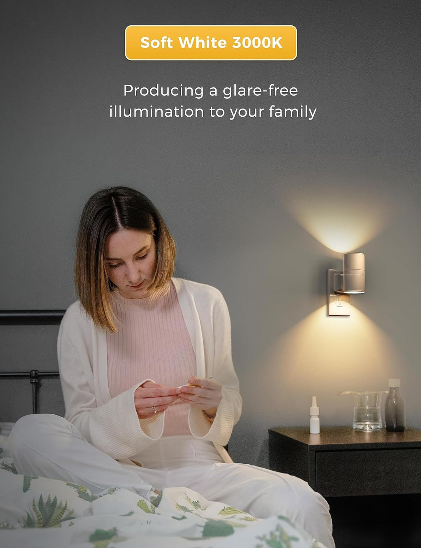 L LOHAS LED Night Light Plug in, Night Lights Plug into Wall, Light Sensor, 0-100LM Soft White 3000K, Dimmable Night Light, Modern Nightlight for Kids Bathroom Hallway Bedroom Kitchen Stairway, 2 Pack