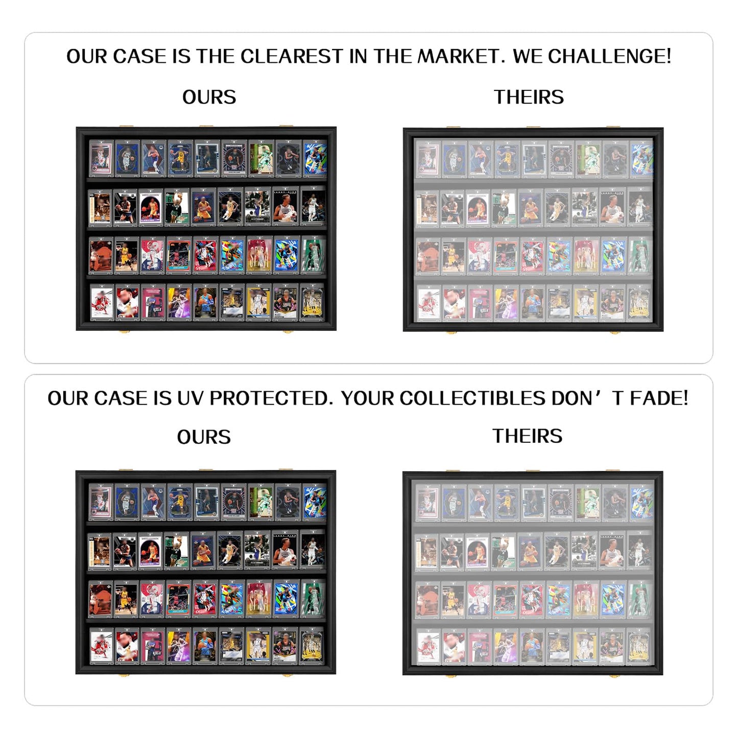 Hactyn 36 Baseball Card Display Case 1 Pack, Graded Sports Card Display Frame Lockable with UV Protection, Large Wall Cabinet for Football Hockey Basketball Trading Cards 1 Pack