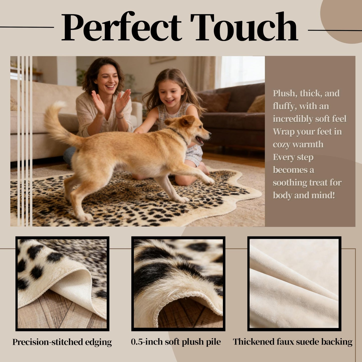 5.2ft x 7ft Leopard Rug Fluffy Animal Print Leopard Rug Cheetah Print Cheetah Print Carpet Faux Fur Hide Cowhide Skin Mat Area Carpet for Nursery Home Office Living Room Bedroom