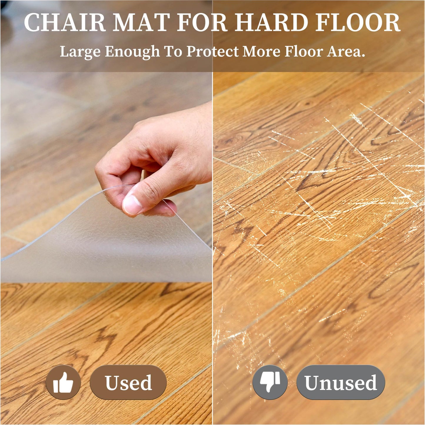 Naturei Office Chair Mat for Hard Floors, 35” x 55” Large Floor Protector Mats, Easy Rolling Desk Chair Mat for Hardwood, Clear, Easy to Clean (Rectangle)