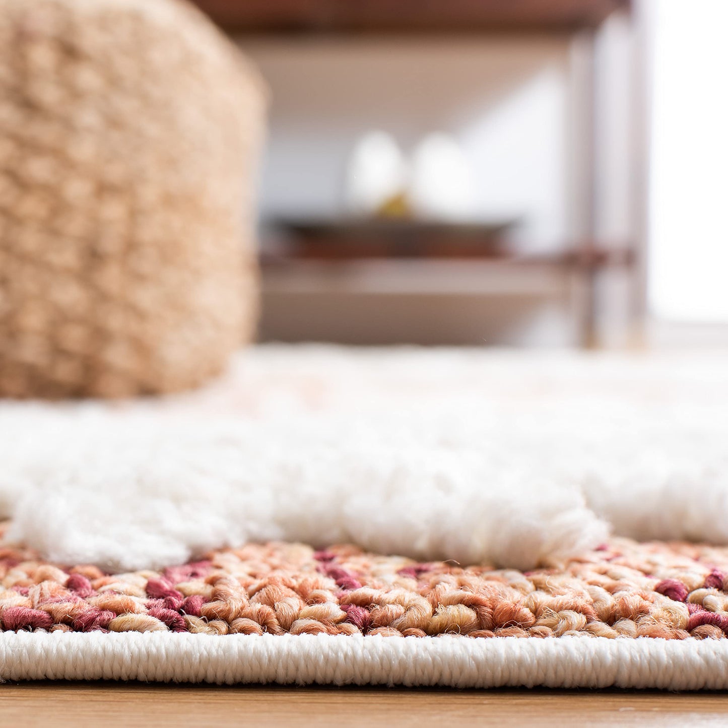 SAFAVIEH Area Rug 8x10 - Moroccan Tassel Shag Collection - Large - Orange & Ivory, Boho Design, Non-Shedding & Easy Cleaning, Plush Pile, Ideal for Living Room, Bedroom, Dining Space (MTS652P)