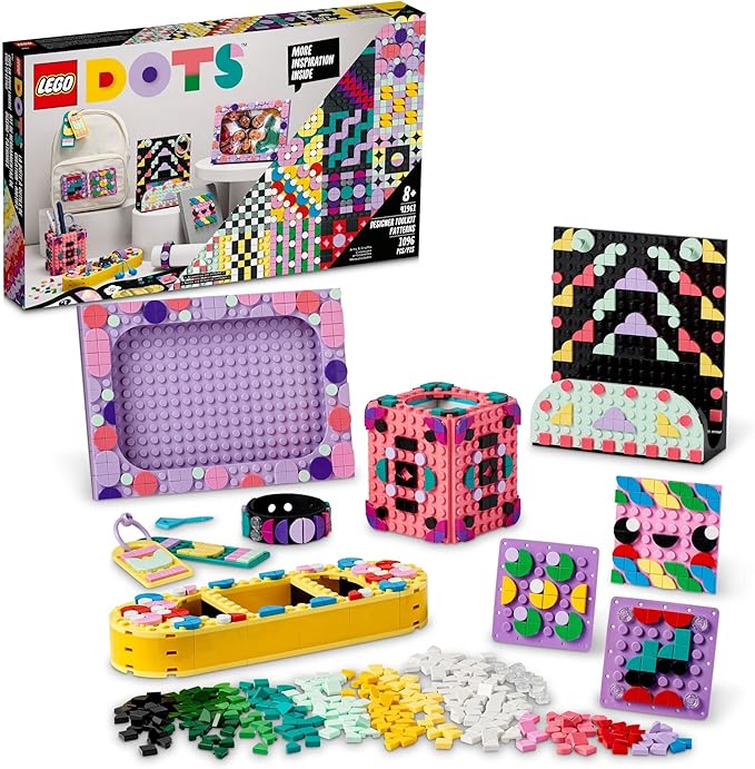 LEGO DOTS Designer Toolkit - Patterns 41961 10 in 1 Toy Craft Set for Kids with Patches Photo Frame Pencil Holder Storage Tray Creative Activity