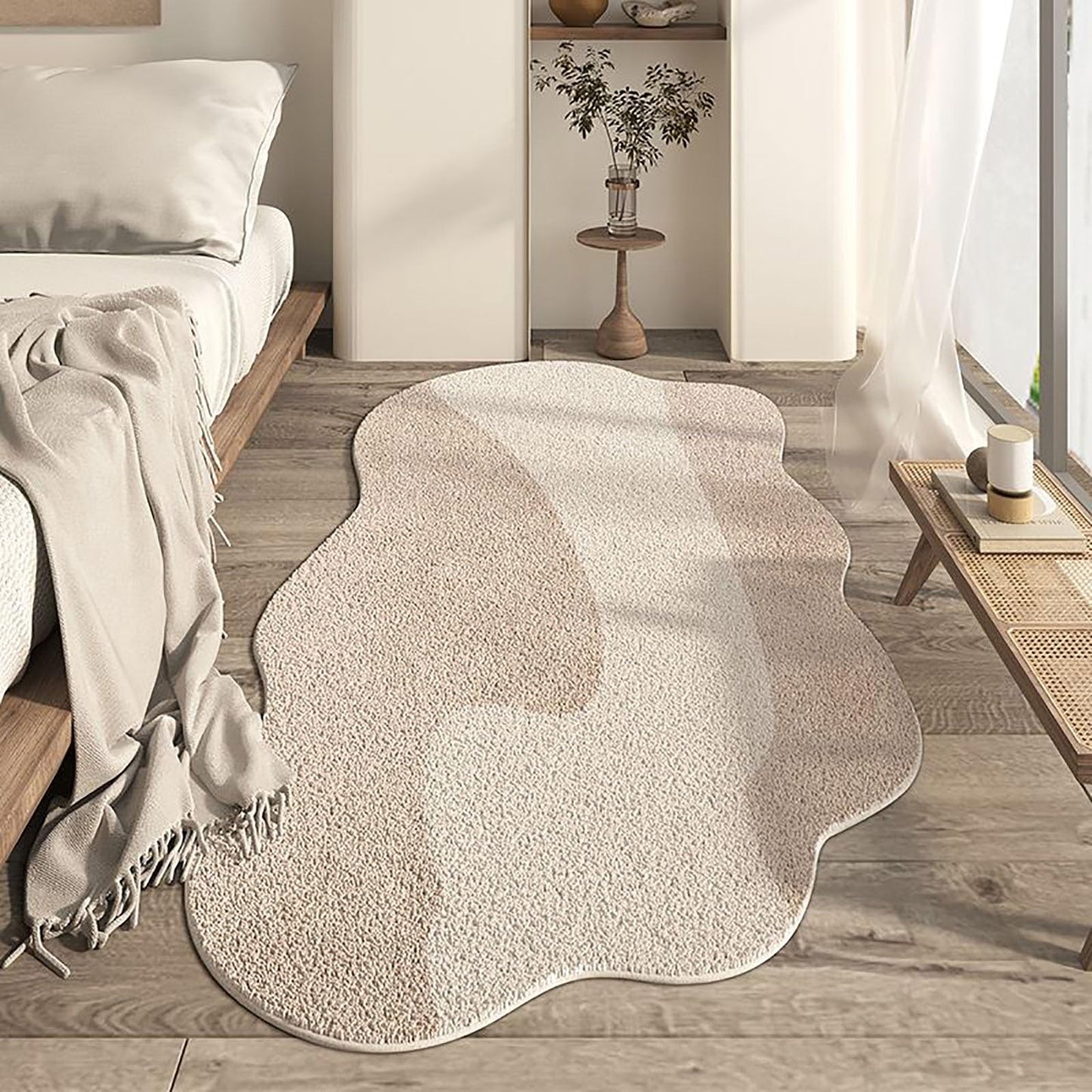 HKENIZPP Modern Irregular Cloud Shaped Rug,Non-Slip Area Rugs, Fluffy Faux Wool Carpet,Indoor Washable Rug, 31.5x78.7in