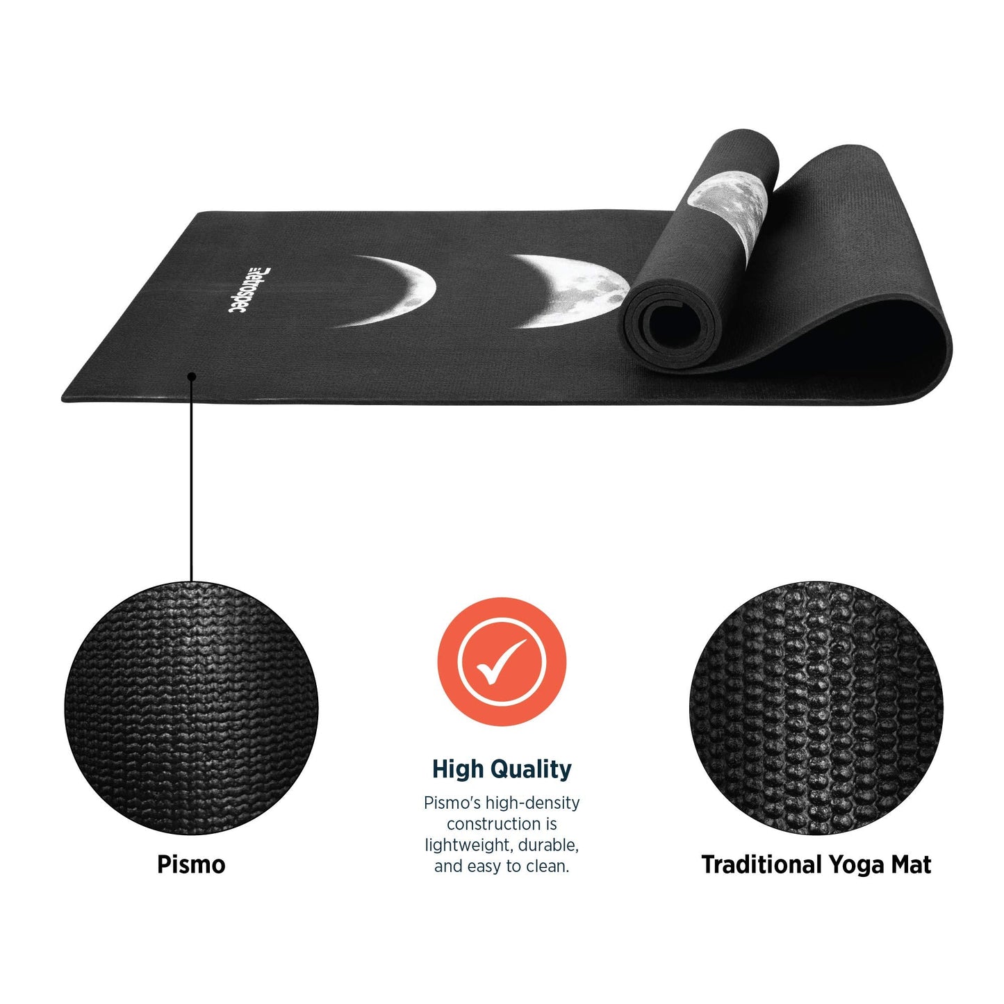 Retrospec Pismo Yoga Mat w/Nylon Strap for Men & Women - Non Slip Exercise Mat for Yoga, Pilates, Stretching, Floor & Fitness Workouts, .5mm Thick, Easy to Clean