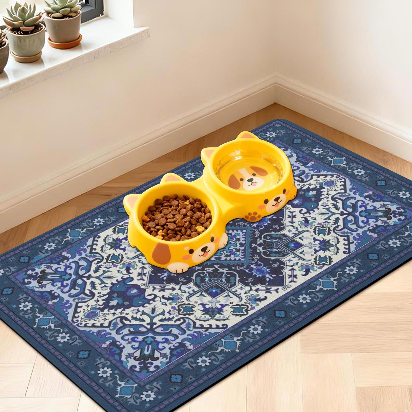Pet Feeding Mat for Floors Cat Food Mat Waterproof Dog Food Mat and Water Absorbent Quick Dry Non Slip Mat for Cat Bowls