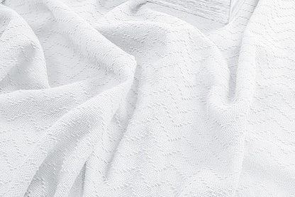 BELIZZI HOME 100% Cotton Bed Blanket, Breathable Thermal Blanket King Size, Soft Chevron 90 inch x102 , Perfect for Layering Any All Season, White
