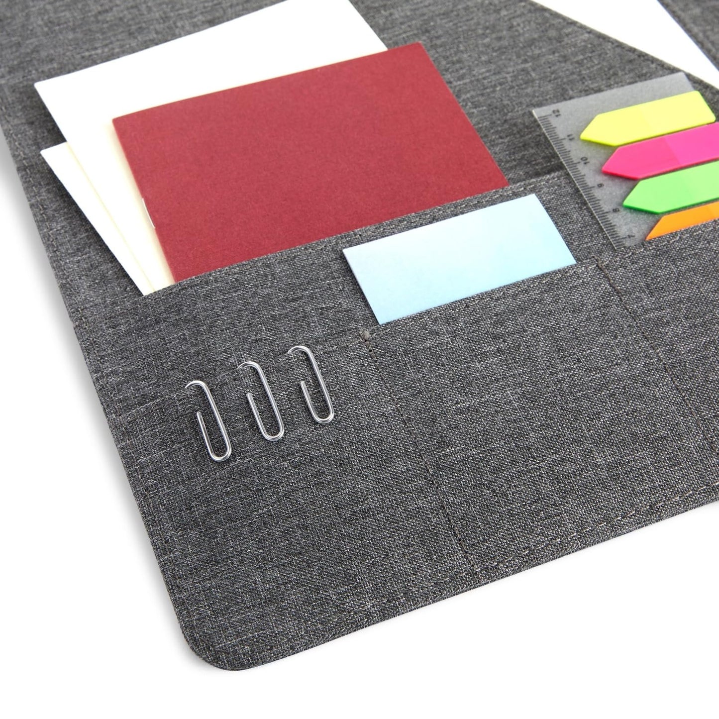 Paper Junkie Binder Organizer - 10 x 12.5 in, Gray Polyester - Resume Portfolio Folder - Zipper Binder Business Card Pockets