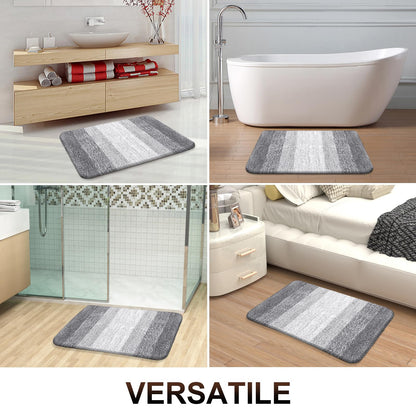 OLANLY Bathroom Rug Mat 30x20, Extra Soft and Absorbent Microfiber Bath Rugs, Non-Slip Plush Shaggy Bath Carpet, Machine Wash Dry, Bath Mats for Bathroom Floor, Tub and Shower, Light Grey