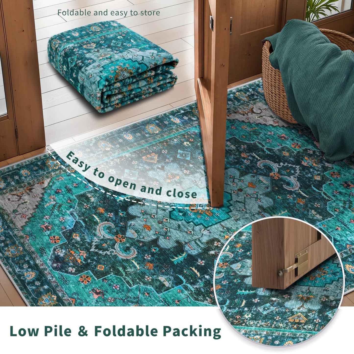 Ciicool 3x5 Entryway Rug Indoor,Washable Non-Slip Low Pile Ultra Soft Area Rugs for Large Kitchen Bedroom Bedside Living Room Distressed Boho Carpet Home Decor
