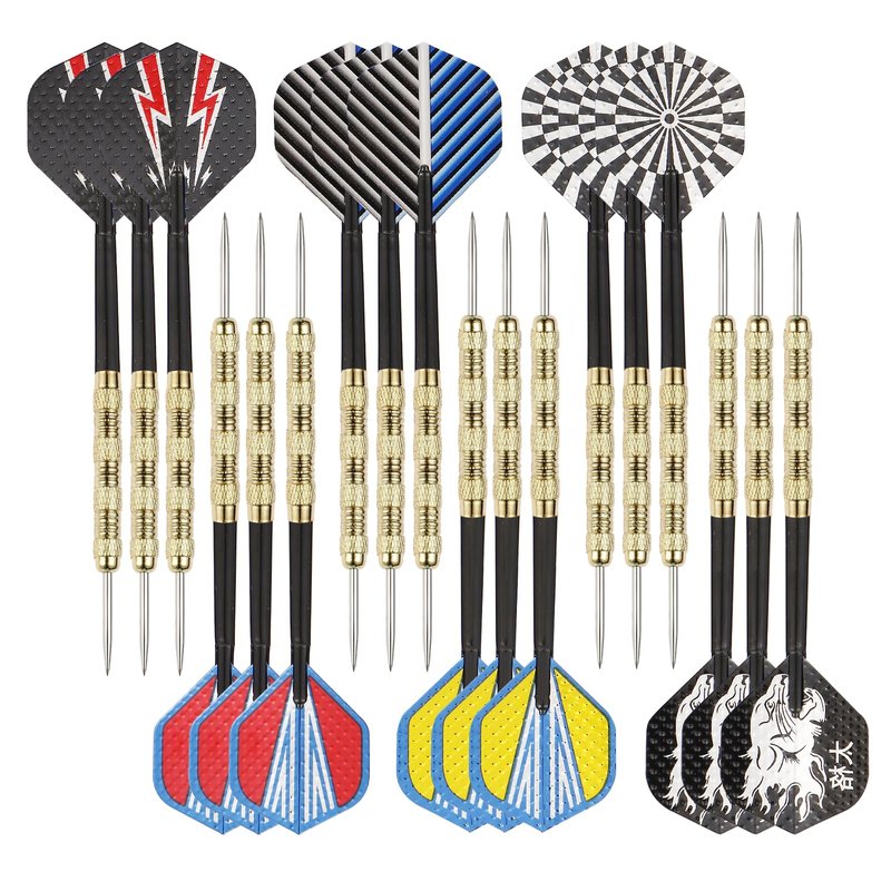 MaxMau 18 pcs Steel Tip Darts Set for Dartboard Metal Point Aluminum Foil Dart Flights