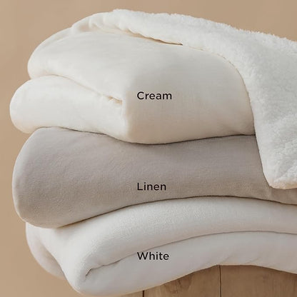 Bedsure GentleSoft Sherpa Fleece Blankets King Size for Bed - Thick and Warm, Soft Fuzzy Plush King Blanket for Winter, White, 108x90 Inches