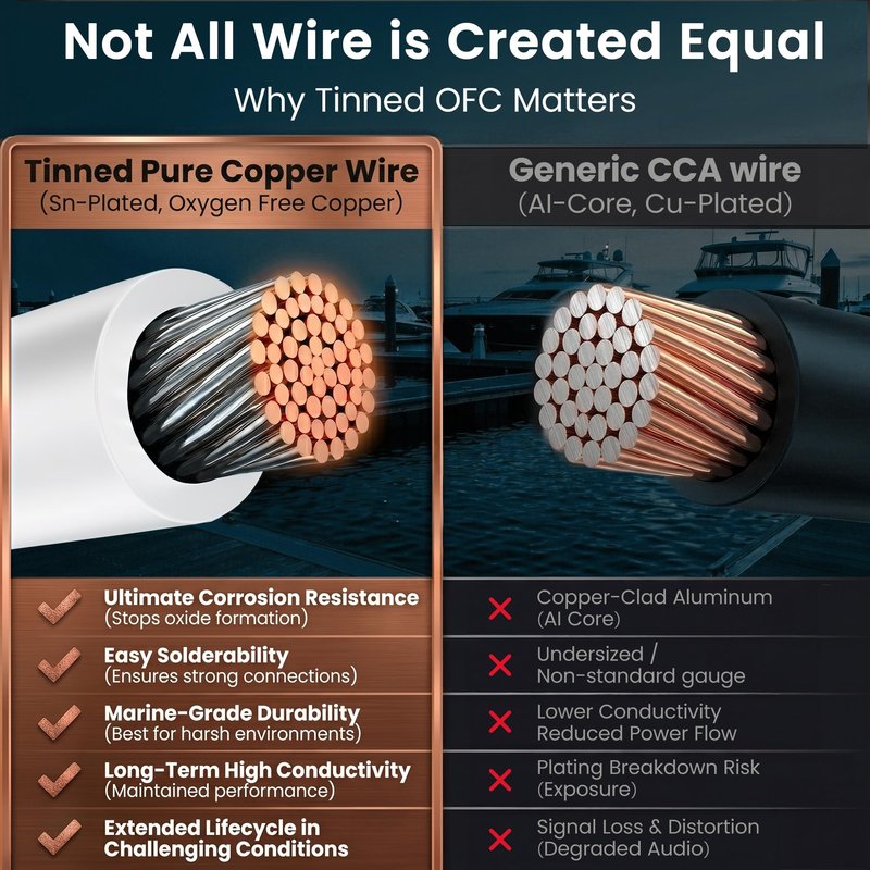 GEARit 14 Gauge Marine Electrical Primary Wire, Marine Speaker Wire 14 AWG 20 ft Marine Grade Tinned Copper Oxygen Free for Boat, Automotive, RV, Camper, Trailer(2 Conductors)
